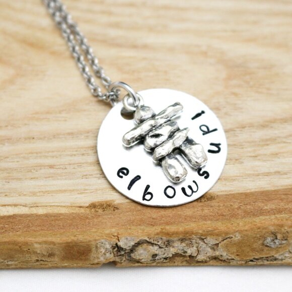 Elbows Up! Inuksuk Hand Stamped Necklace - Handmade & Hypoallergenic - Picture 12 of 12